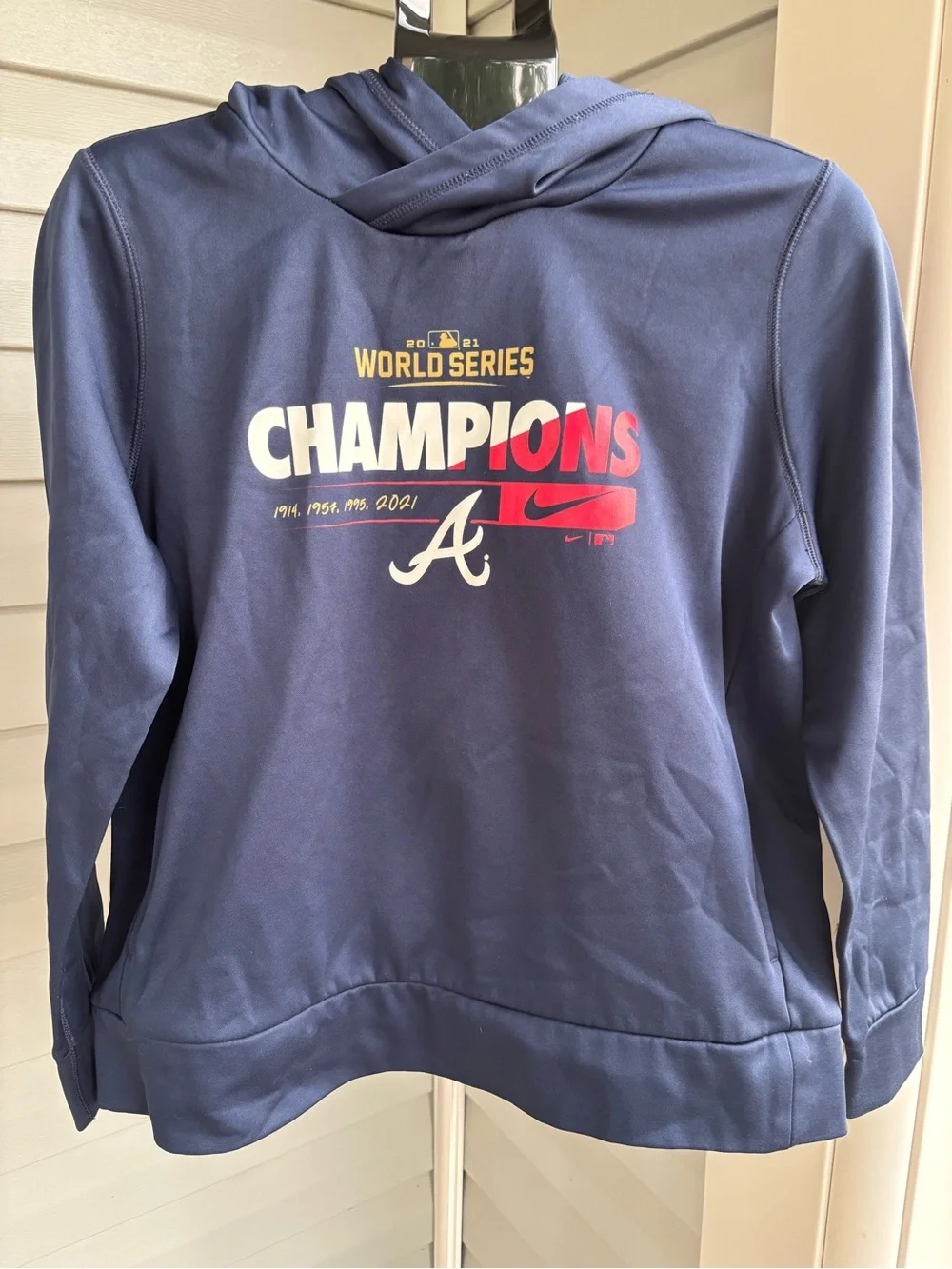Nike Atlanta Braves 2021 World Series Champions Hoodie Men’s Large MLB Navy